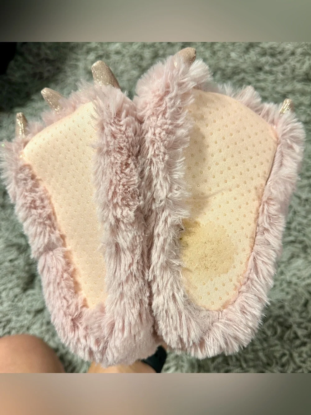 Carter's Pink Plush Claw Slippers for Kids